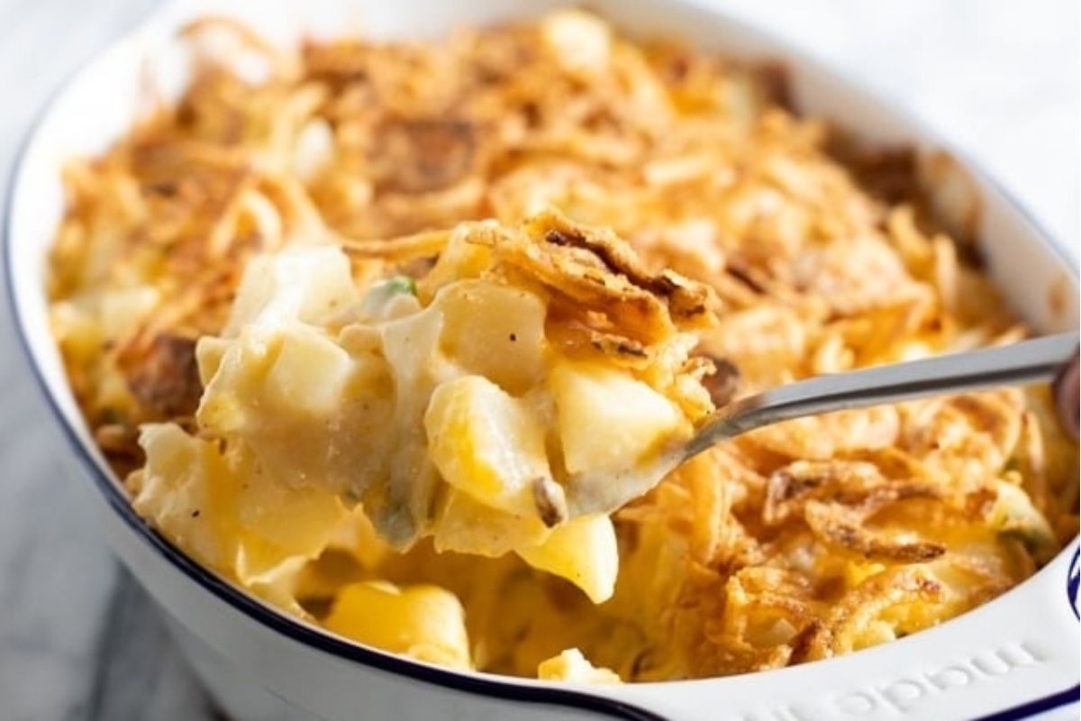 Easy Cheesy Potato Casserole With Diced Potatoes.