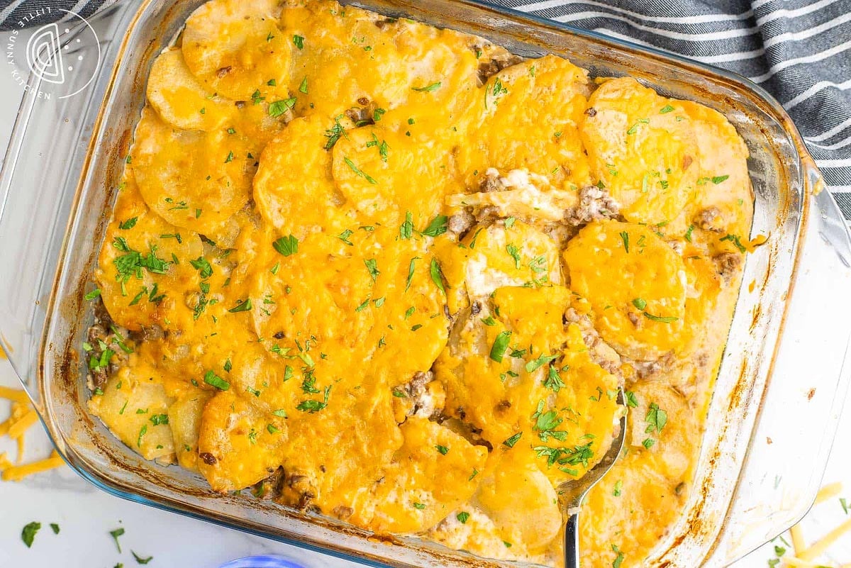 Cheesy Hamburger Potato Casserole.