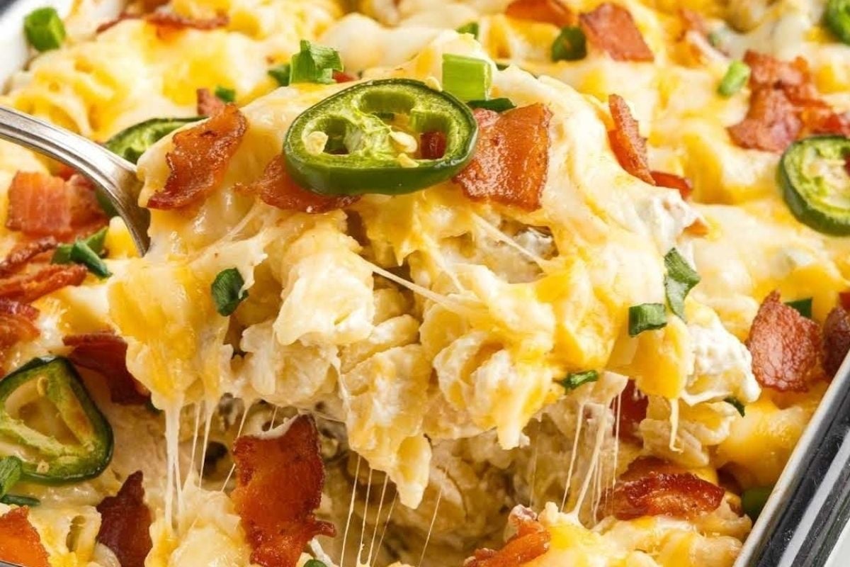Jalapeño Popper Chicken Pasta Casserole.