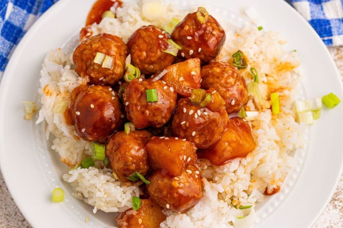 Slow Cooker 3 Ingredient Hawaiian Meatballs.