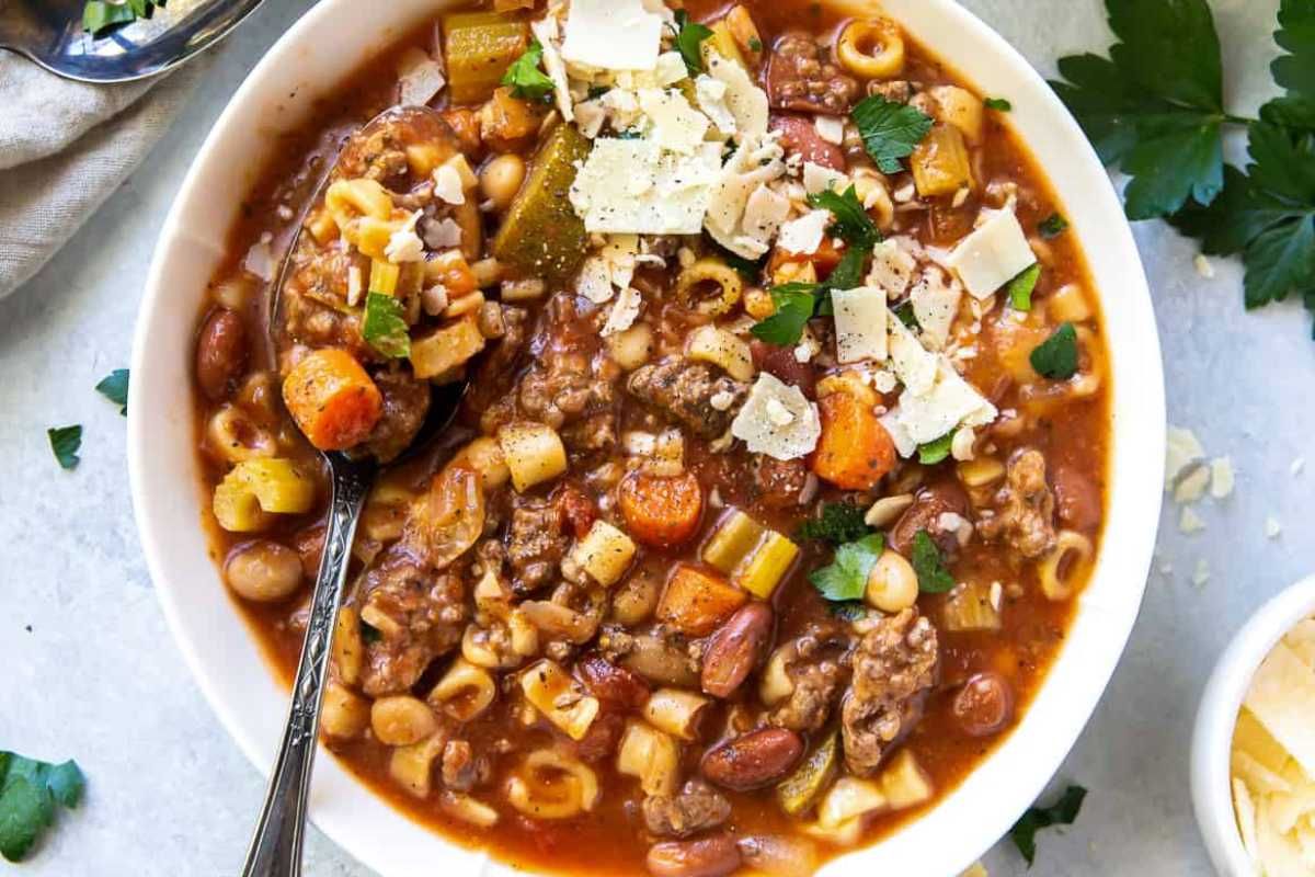 Slow Cooker Hamburger Minestrone.