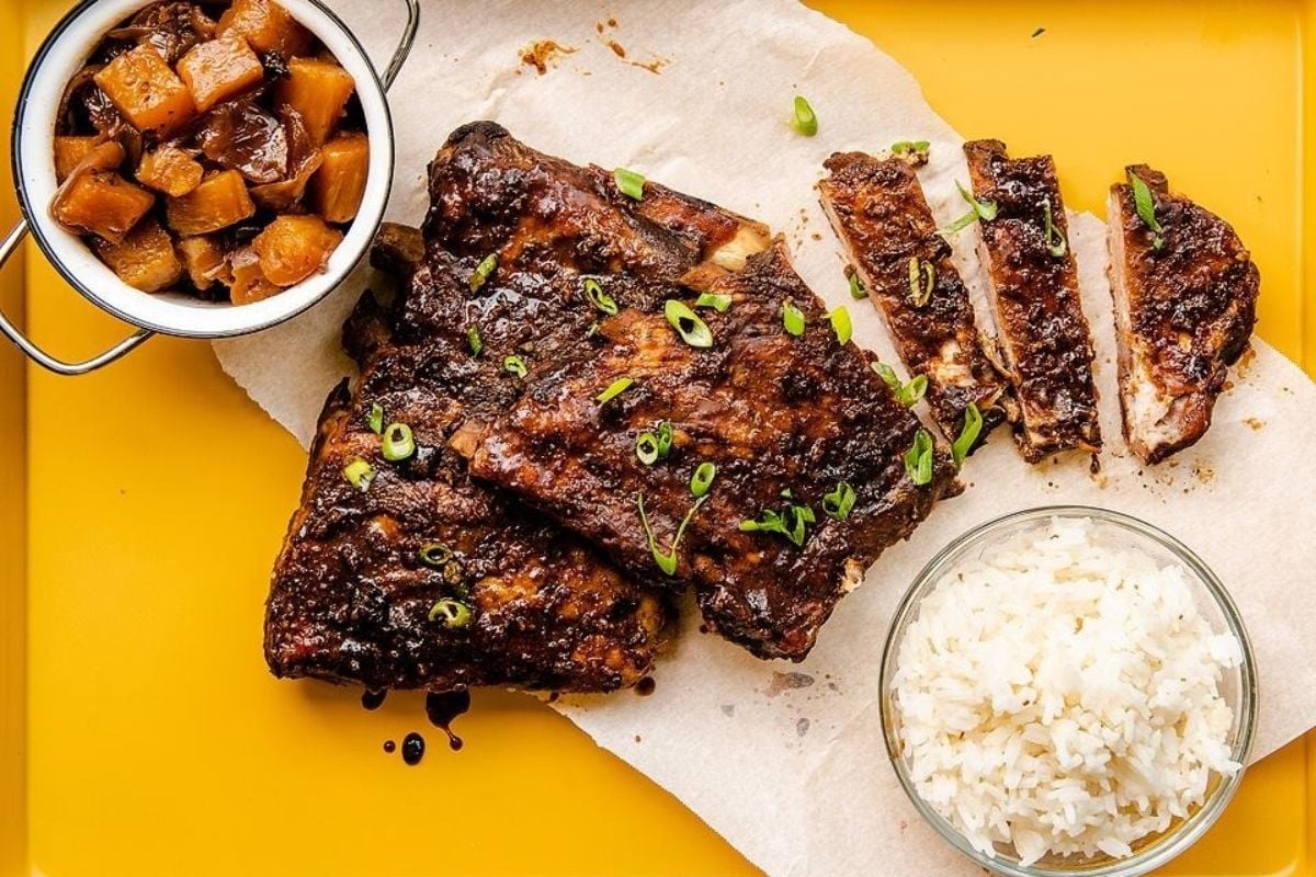 Bone Slow Cooker Hawaiian Ribs.