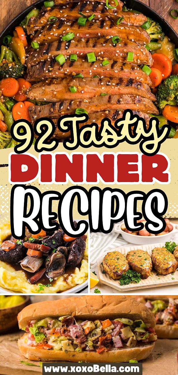 Collage of four delicious dinner recipes.