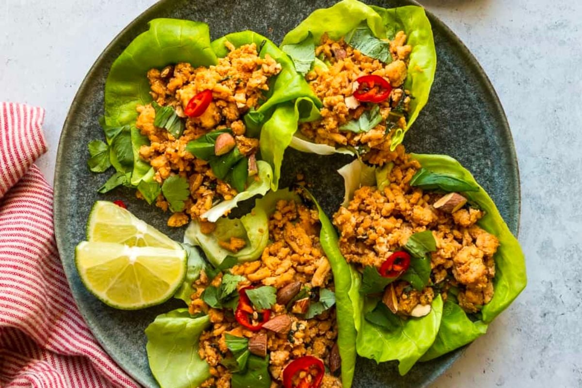 Thai Basil Chicken Lettuce Wraps.