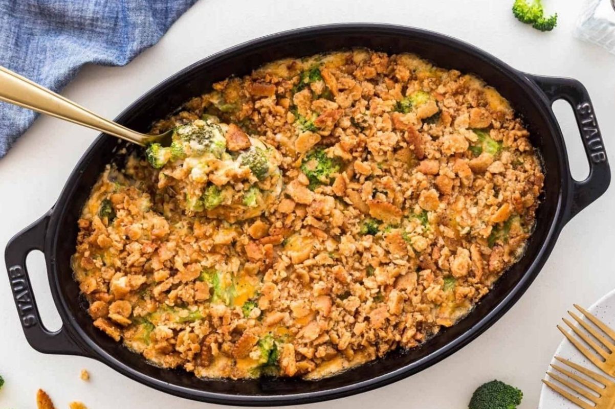 Traditional Cheesy Broccoli Casserole.