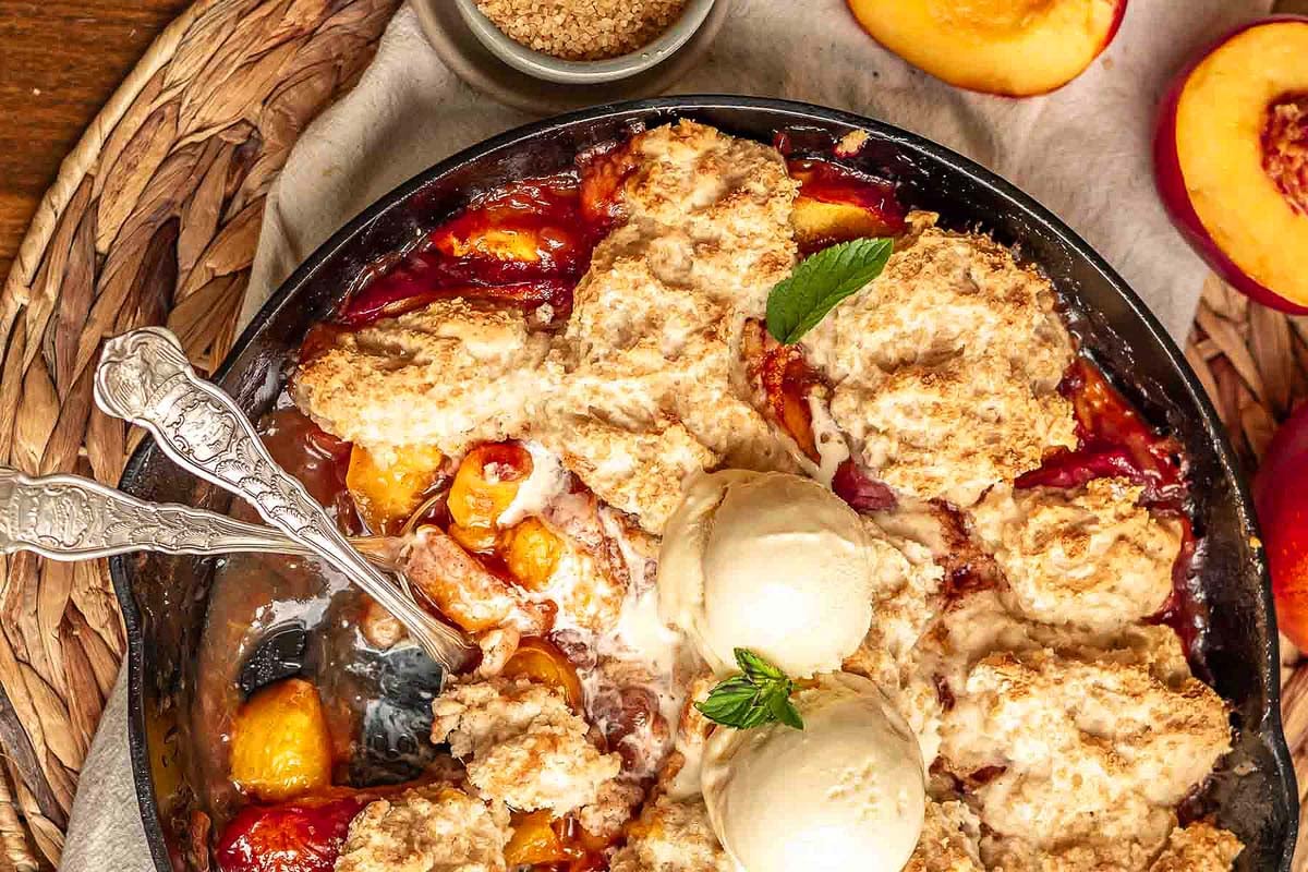 Cast Iron Peach Cobbler.