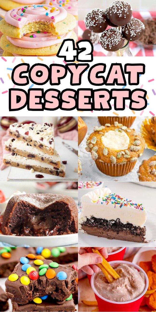 A collage of colorful copycat desserts