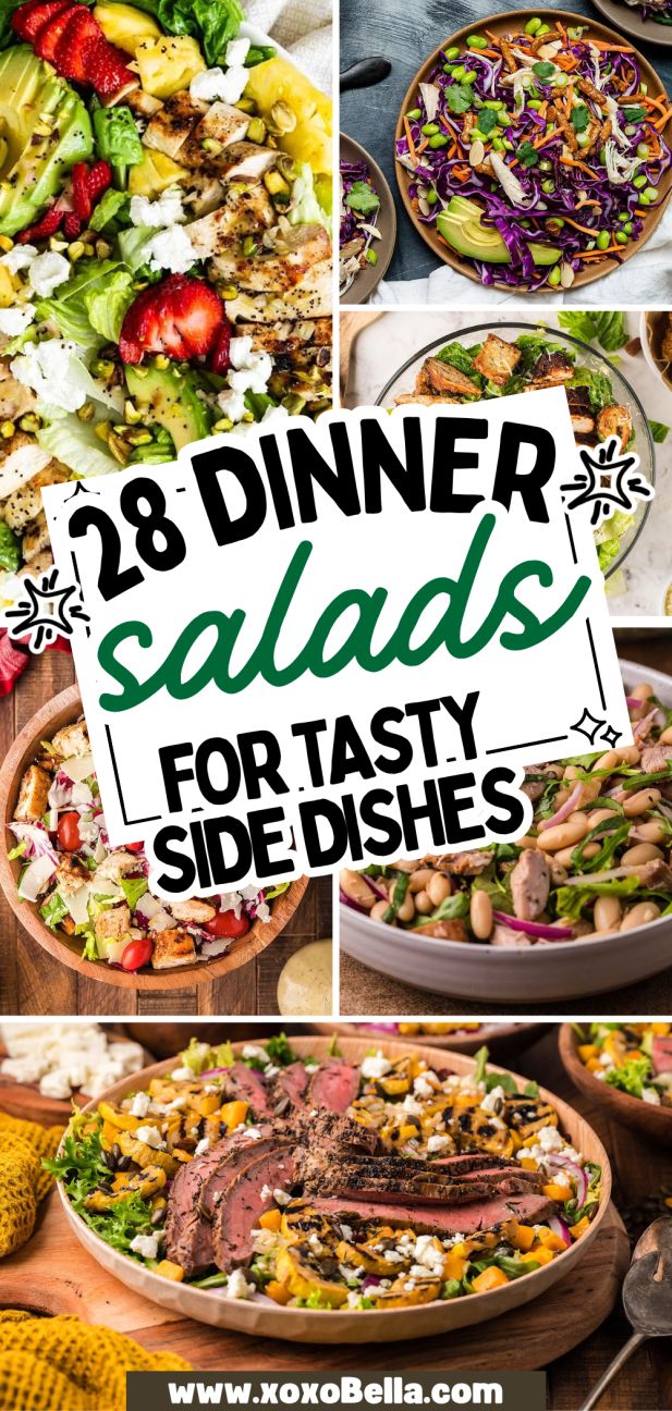 A collage of colorful dinner salads—fresh inspiration for your next meal.