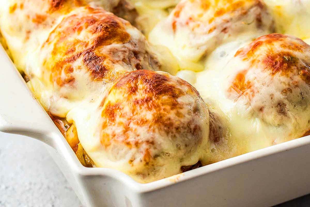 Mashed Potato and Meatball Casserole.