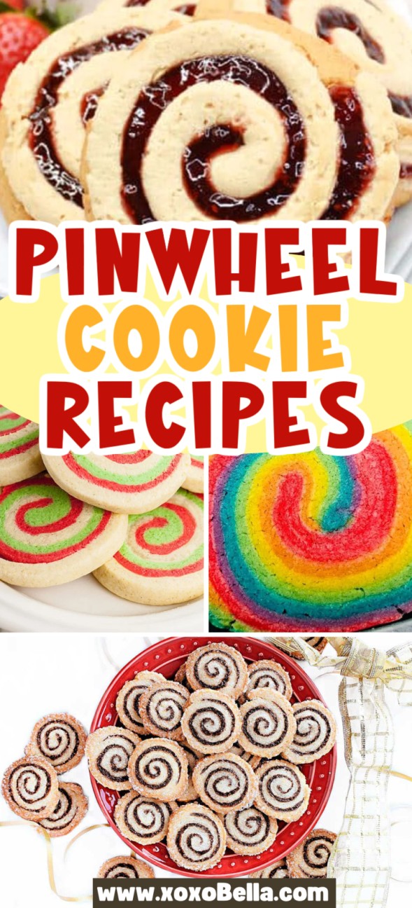 Collage of colorful pinwheel cookies—a vibrant showcase for delicious pinwheel cookie recipes.
