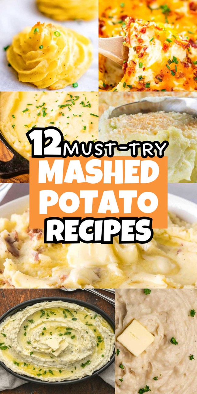 Collage of various Mashed Potato recipes to try.