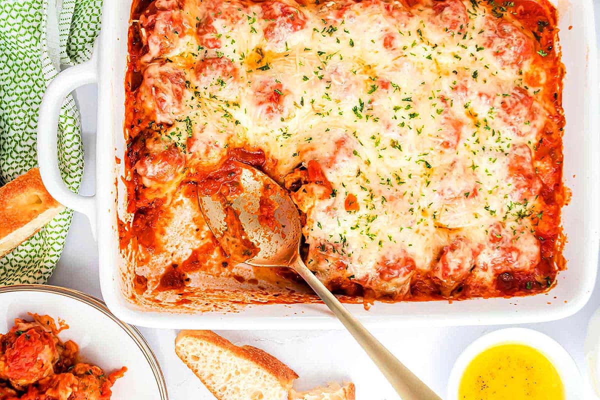 Meatball Parmesan Casserole.
