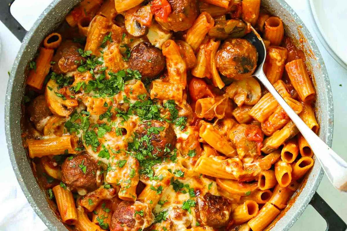 Meatball Pasta Bake.
