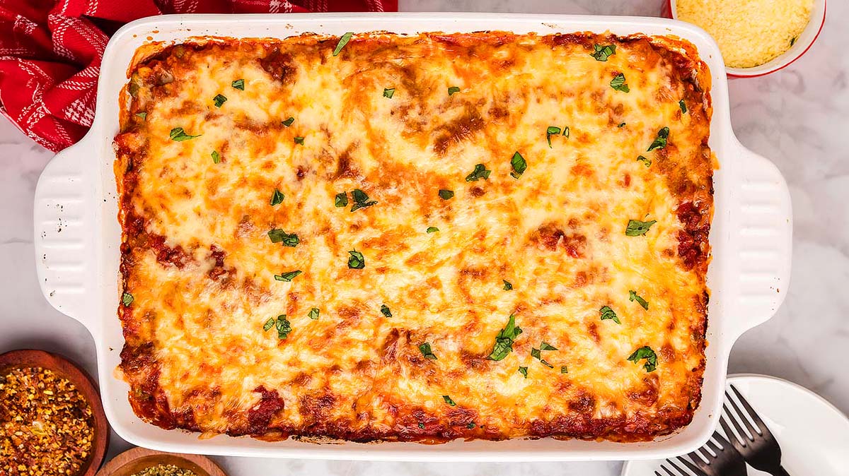 Baked Italian rice casserole.