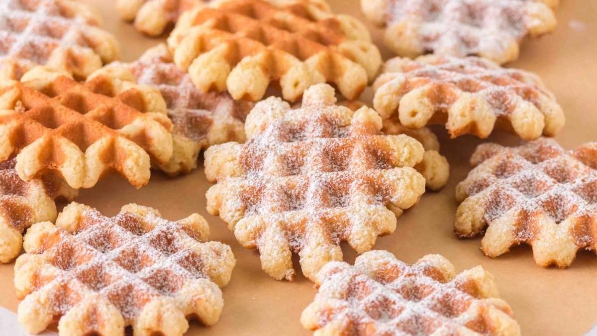 Fun cookies made using a waffle iron for texture and crunch.