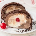 Sliced chocolate-covered ice cream classic Tartufo recipe.
