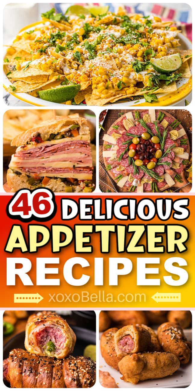 A variety of appetizer bites including hot snacks, charcuterie dishes and nachos displayed on platters and boards.