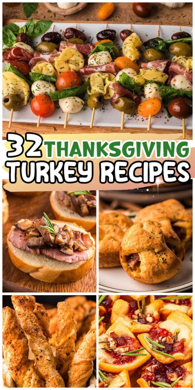 Collage of various Thanksgiving turkey recipes to make with leftover turkey