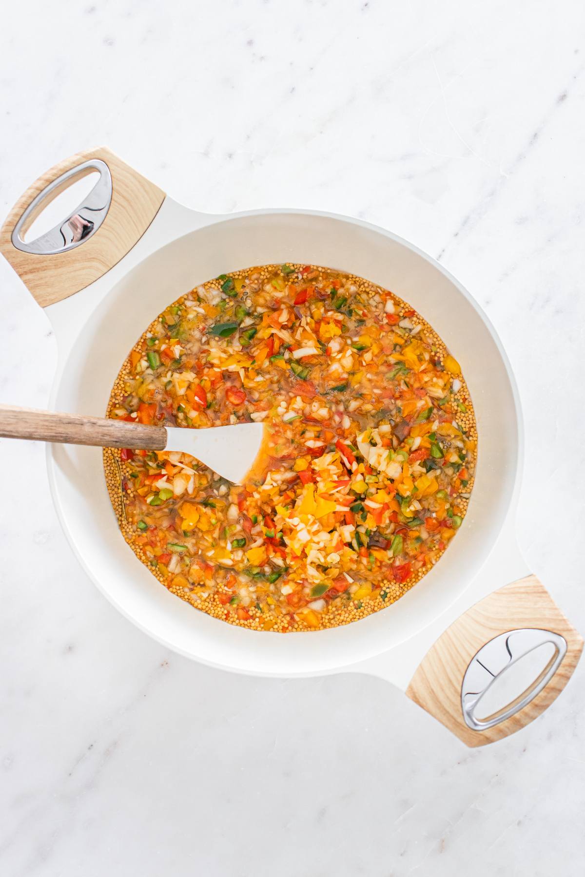 A pot of colorful relish.